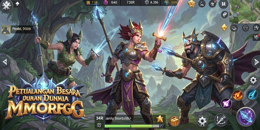 Screenshot gameplay <strong>34R</strong> menampilkan aksi seru dalam pertempuran MMORPG.