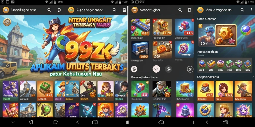 Tampilan utama aplikasi 99ZK dengan fitur utilits.