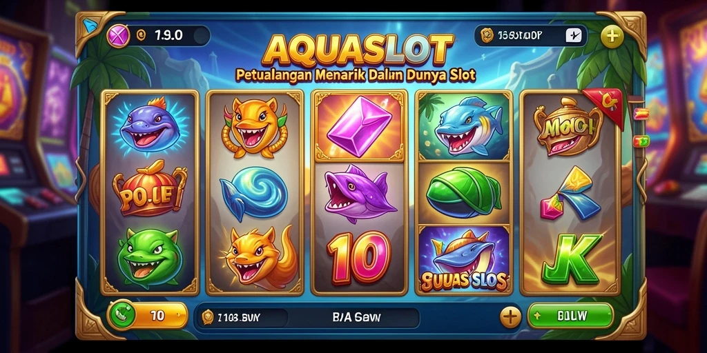 Tampilan gameplay AQUASLOT yang menegangkan dan penuh warna.