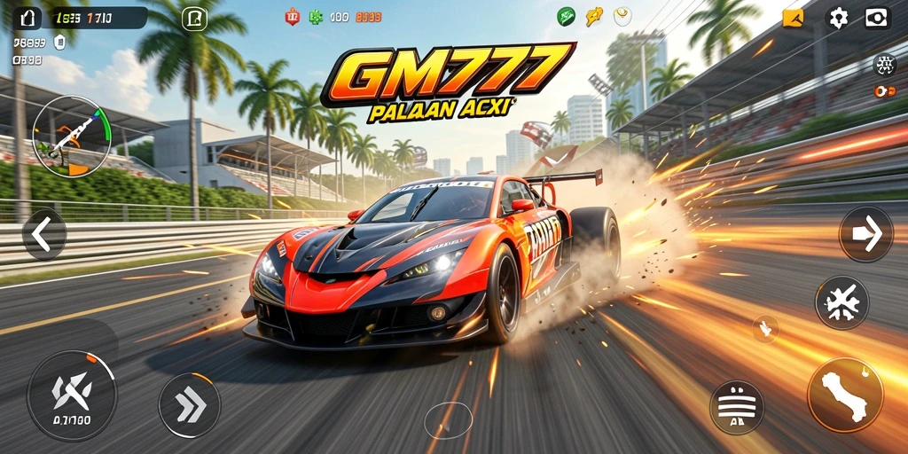 Gameplay seru dan menegangkan dalam balapan mobil GM777.