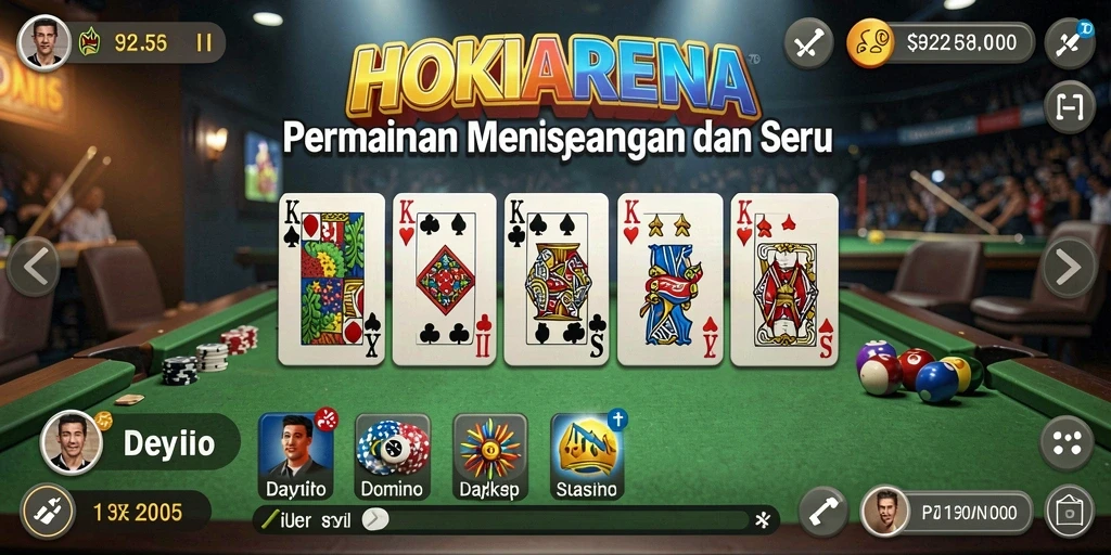 Screenshot gameplay HOKIARENA menampilkan momen seru bermain Domino.