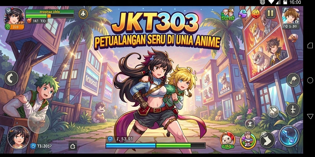 Tampilan dinamis dari gameplay <strong>JKT303</strong> yang penuh warna dan karakter menarik.