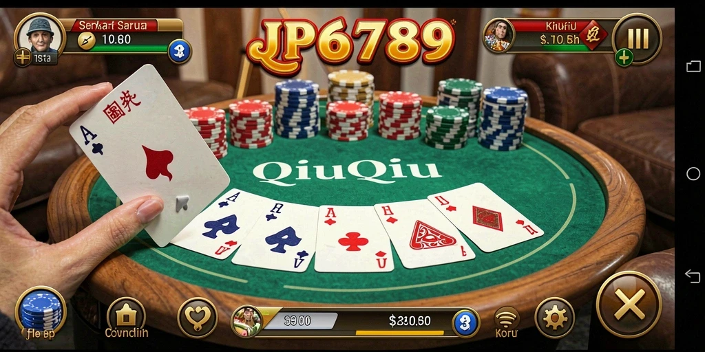Tampilan menarik dari gameplay QiuQiu di aplikasi JP6789.