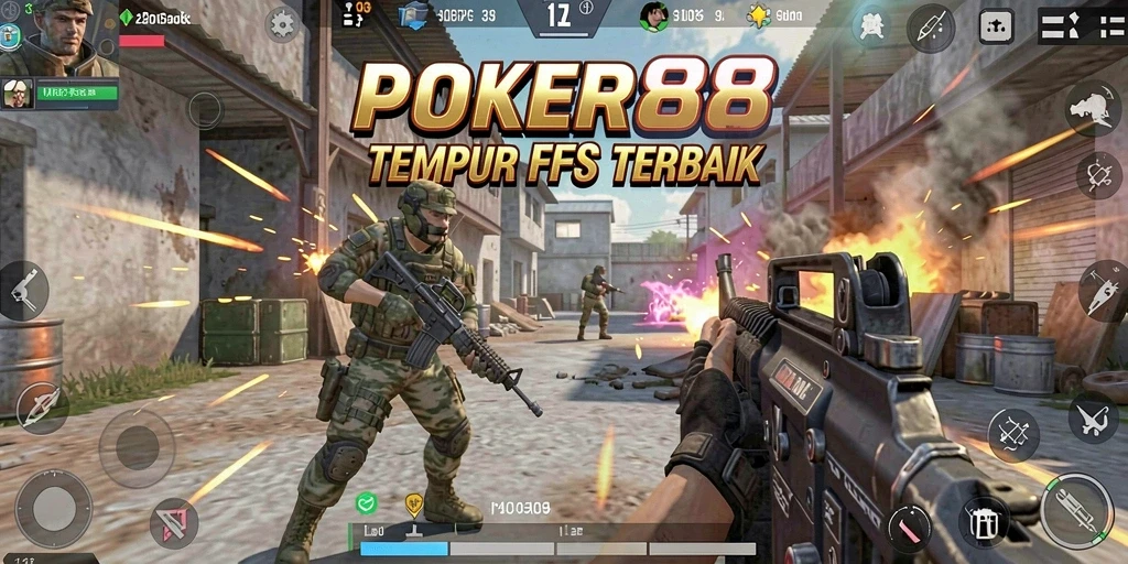 Screenshot POKER88 menampilkan aksi intens dari gameplay FPS.