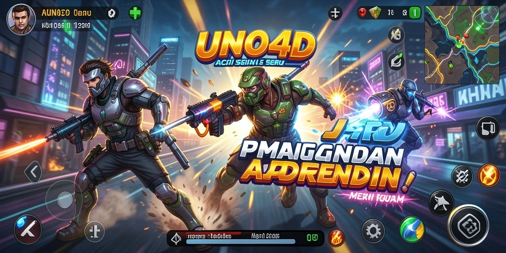 Tampilan gameplay menarik dari game Action UNO4D.