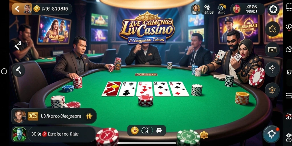 Screenshot XR88 menunjukkan dealer profesional dalam permainan Live Casino yang mendebarkan.