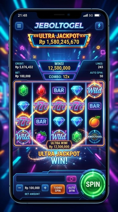 Screenshot aplikasi jeboltogel menunjukkan fitur-fitur unggulan yang memikat.